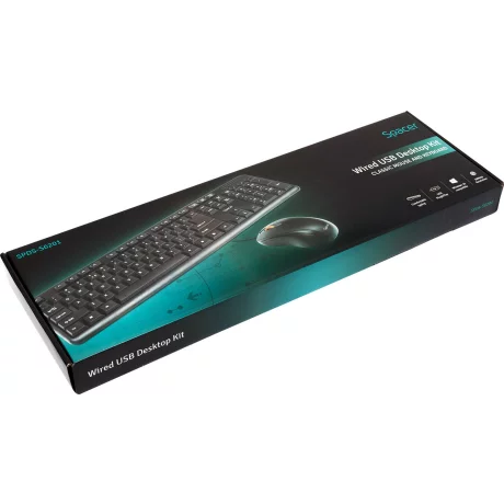 KIT wired SPACER USB, tastatura &quot;SPKB-S62&quot; + mouse optic &quot;SPMO-F01&quot;, black, &quot;SPDS-S6201&quot; 45505412   (include TV 0.75 lei)