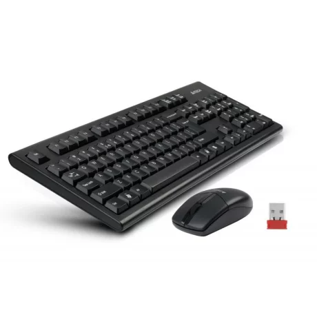 Kit TASTATURA si Mouse A4TECH, &quot;GK-85+G3-220N&quot;, wireless, 104 taste format standard, mouse 1000dpi, 3/1 butoane, negru, &quot;3100N&quot; (include TV 0.75 lei)