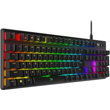 TASTATURA KINGSTON - gaming, &quot;HYPERX Alloy&quot;, cu fir, 104 taste, format standard , mecanica, switch HyperX, USB, negru, &quot;HX-KB6AQX-US&quot; (include TV 0.75 lei)