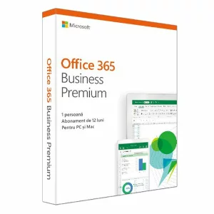 LICENTA retail MICROSOFT, tip Office 365 Business Premium pt PC si Mac, 64/32 biti, romana, 1 utilizator, valabilitate 1 an, utilizare Business, &quot;KLQ-00387&quot;