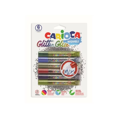 Lipici cu sclipici Carioca 6 cul/set