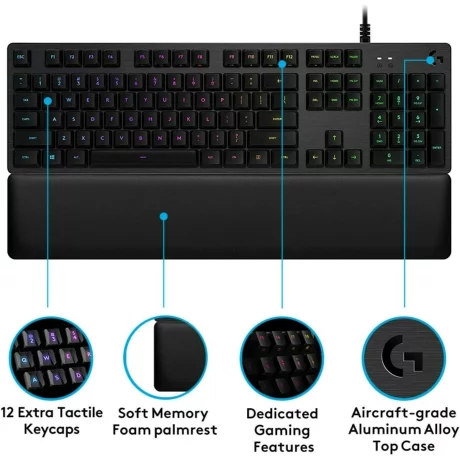 LOGITECH G513 Carbon RGB Mechanical Gaming Keyboard - CARBON - US INTL - USB - INTNL - G513 TACTILE SWITCH (include TV 0.75 lei)