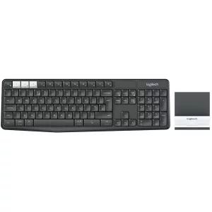 LOGITECH K375s Multi-Device Wireless Keyboard and Stand Combo - GRAPHITE/OFFWHITE - UK - 2.4GHZ/BT - INTNL &quot;920-008177&quot; (include TV 0.75 lei)