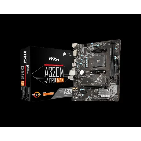 PLACA de BAZA MSI A320M-A PRO MAX, skt AM4, AMD A320, mATX, slot RAM 2 x DDR4, max 32 GB, 4x S-ATA 3, 1x M.2, 1x PCI-E, PCI-E3.0x16 x 1, LAN 1000 Mbps, HDMI, DVI, 7.1, &quot;A320M-A PRO MAX&quot;