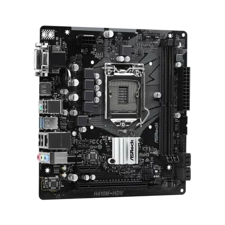 PLACA de BAZA Asrock H410M-HDV, skt LGA 1200, Intel H410, mATX, slot RAM 2 x DDR4, max 64 GB, 4x S-ATA 3, nux M.2, 1x PCI-E, PCI-E3.0x16 x 1, LAN 1000 Mbps, HDMI, DVI, VGA, 5.1, &quot;H410M-HDV&quot;