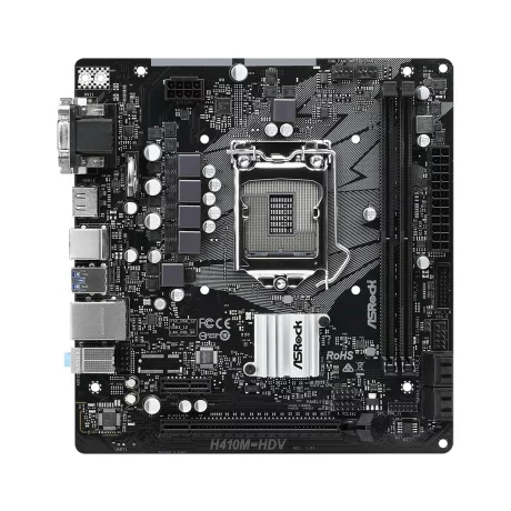 PLACA de BAZA Asrock H410M-HDV, skt LGA 1200, Intel H410, mATX, slot RAM 2 x DDR4, max 64 GB, 4x S-ATA 3, nux M.2, 1x PCI-E, PCI-E3.0x16 x 1, LAN 1000 Mbps, HDMI, DVI, VGA, 5.1, &quot;H410M-HDV&quot;