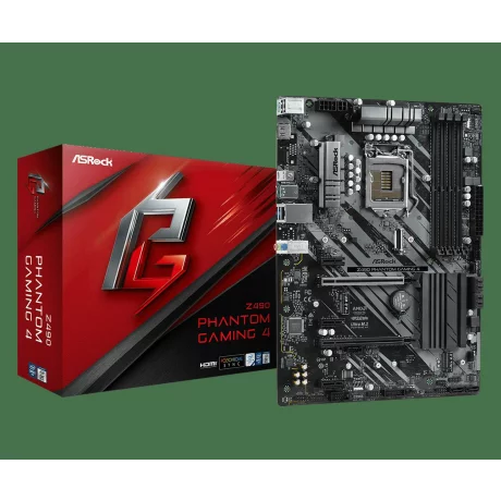 PLACA de BAZA Asrock Z490 PHANTOM G 4, skt LGA 1200, Intel Z490, ATX, slot RAM 4 x DDR4, max 128 GB, 6x S-ATA 3, 1x M.2, 3x PCI-E, PCI-E3.0x16 x 1, PCI-E3.0x4 x 1, LAN 1000 Mbps, HDMI, 7.1, &quot;Z490 PHANTOM G 4&quot;