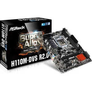 PLACA de BAZA Asrock H110M-DVS R2.0, skt LGA 1151, Intel H110, mATX, slot RAM 2 x DDR4, max 32 GB, 4x S-ATA 3, nux M.2, 1x PCI-E, PCI-E3.0x16 x 1, LAN 1000 Mbps, VGA, DVI, 7.1, &quot;H110M-DVS R2.0&quot;