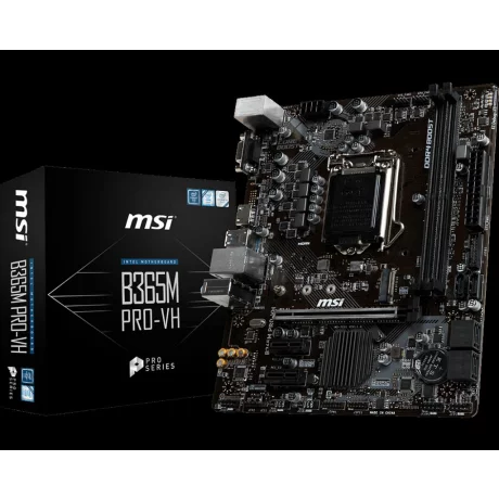 PLACA de BAZA MSI B365M PRO-VH, skt LGA 1151, Intel B365, mATX, slot RAM 2 x DDR4, max 32 GB, 6x S-ATA 3, 1x M.2, 2x PCI-E, PCI-E3.0x16 x 1, LAN 1000 Mbps, HDMI, VGA, 7.1, &quot;B365M PRO-VH&quot;