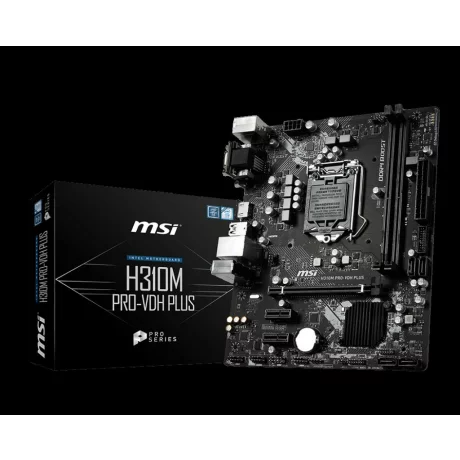 PLACA de BAZA MSI H310M PRO-VDH PLUS, skt LGA 1151, Intel H310, mATX, slot RAM 2 x DDR4, max 32 GB, 4x S-ATA 3, nux M.2, 2x PCI-E, PCI-E3.0x16 x 1, LAN 1000 Mbps, HDMI, DVI, VGA, 7.1, &quot;H310M PRO-VDH PLUS&quot;