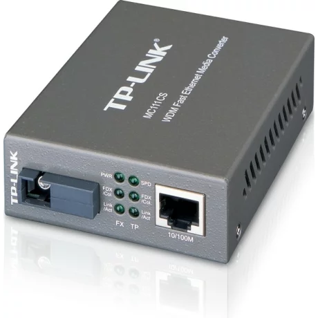 MEDIA CONVERTOR TP-LINK RJ45 10/100M la fibra SC single-mode 100M, Full-duplex, Tx:1550nm, Rx:1310nm, pana la 20Km, montabil in sasiu &quot;MC111CS&quot;