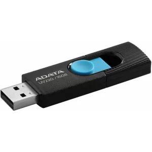 MEMORIE USB 2.0 ADATA 16 GB, retractabila, carcasa plastic, negru / albastru, AUV220-16G-RBKBL