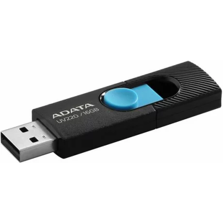 MEMORIE USB 2.0 ADATA 16 GB, retractabila, carcasa plastic, negru / albastru, AUV220-16G-RBKBL