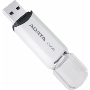 Memorie USB 2.0 ADATA 32 GB, cu capac, carcasa plastic, alb, AC906-32G-RWH