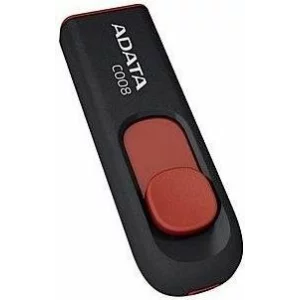 Memorie USB 2.0 ADATA 32 GB, retractabila, carcasa plastic, negru / rosu, AC008-32G-RKD