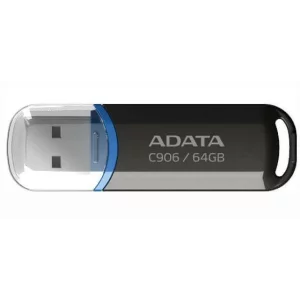 MEMORIE USB 2.0 ADATA 64 GB, cu capac, carcasa plastic, negru, AC906-64G-RBK