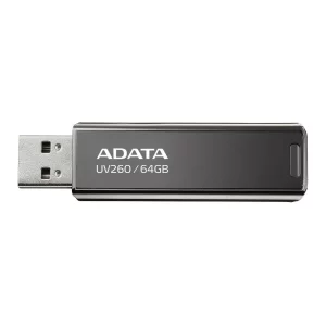 MEMORIE USB 2.0 ADATA 64 GB, retractabila, carcasa metalica, negru, AUV260-64G-RBK