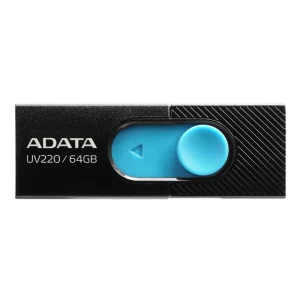 MEMORIE USB 2.0 ADATA 64 GB, retractabila, carcasa plastic, negru / albastru, AUV220-64G-RBKBL