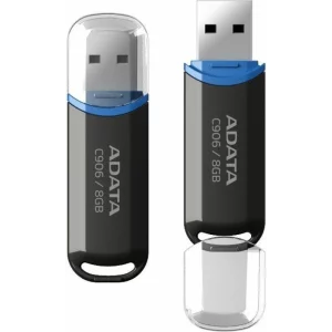 MEMORIE USB 2.0 ADATA  8 GB, cu capac, carcasa plastic, negru, AC906-8G-RBK