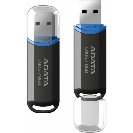 MEMORIE USB 2.0 ADATA  8 GB, cu capac, carcasa plastic, negru, AC906-8G-RBK