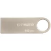 MEMORIE USB 2.0 KINGSTON 16 GB, profil mic, carcasa metalic, argintiu, &quot;DTSE9H/16GB&quot;
