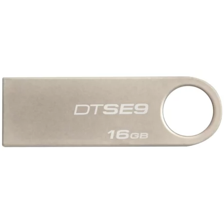 MEMORIE USB 2.0 KINGSTON 16 GB, profil mic, carcasa metalic, argintiu, &quot;DTSE9H/16GB&quot;