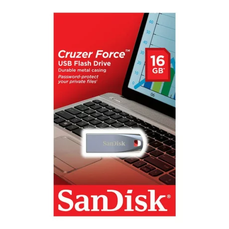 MEMORIE USB 2.0 SANDISK 16 GB, clasica, carcasa metalic, negru, &quot;SDCZ71-016G-B35&quot;