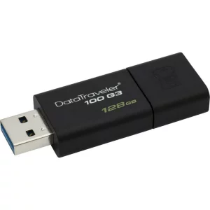 MEMORIE USB 3.0 KINGSTON 128 GB, cu capac, carcasa plastic, negru, &quot;DT100G3/128GB&quot;