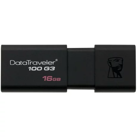MEMORIE USB 3.0 KINGSTON 16 GB, cu capac, carcasa plastic, negru, &quot;DT100G3/16GB&quot;