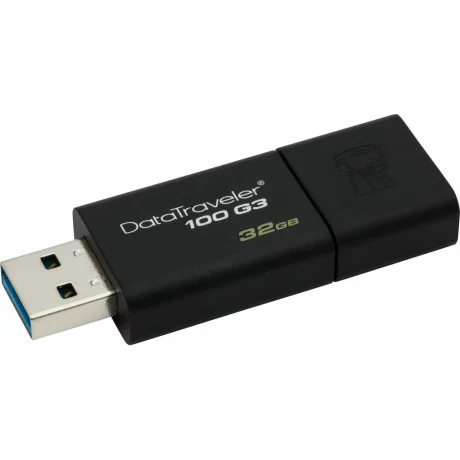 MEMORIE USB 3.0 KINGSTON 32 GB, cu capac, carcasa plastic, negru, DT100G3/32GB
