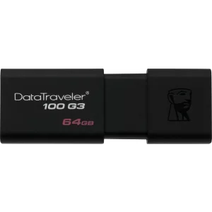 MEMORIE USB 3.0 KINGSTON 64 GB, cu capac, carcasa plastic, negru, DT100G3/64GB