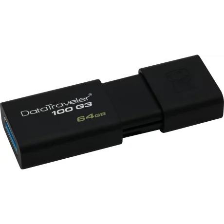 MEMORIE USB 3.0 KINGSTON 64 GB, cu capac, carcasa plastic, negru, DT100G3/64GB