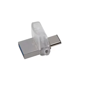 MEMORIE USB 3.0 | USB 3.0 Type-C KINGSTON 128 GB, profil mic | OTG, carcasa metalic &amp;amp;amp; plastic, alb / argintiu, &quot;DTDUO3C/128GB&quot;