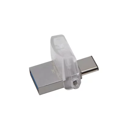 MEMORIE USB 3.0 | USB 3.0 Type-C KINGSTON 128 GB, profil mic | OTG, carcasa metalic &amp;amp;amp; plastic, alb / argintiu, &quot;DTDUO3C/128GB&quot;