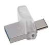 MEMORIE USB 3.0 | USB 3.0 Type-C KINGSTON 64 GB, profil mic | OTG, carcasa metalic &amp;amp;amp; plastic, alb / argintiu, &quot;DTDUO3C/64GB&quot;