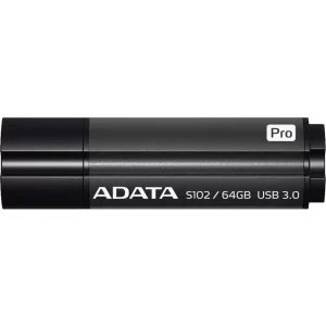 MEMORIE USB 3.1 ADATA 64 GB, cu capac, carcasa aluminiu, negru / albastru, AS102P-64G-RGY