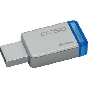 MEMORIE USB 3.1 KINGSTON 64 GB, profil mic, carcasa metalic, argintiu, &quot;DT50/64GB&quot;