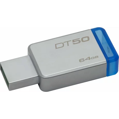 MEMORIE USB 3.1 KINGSTON 64 GB, profil mic, carcasa metalic, argintiu, &quot;DT50/64GB&quot;