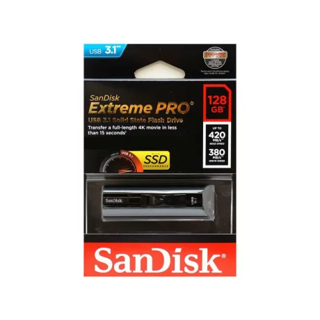 Memorie USB 3.1 SANDISK 128 GB, retractabila, carcasa aluminiu, negru
