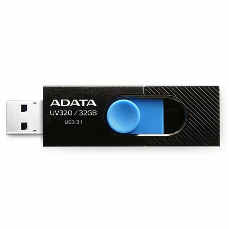 Memorie USB 3.2 ADATA 32 GB, retractabila, carcasa plastic, negru / albastru, AUV320-32G-RBKBL