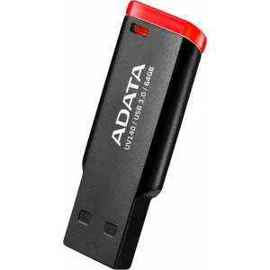 MEMORIE USB 3.2 ADATA 64 GB, clasica, carcasa plastic, negru / rosu, AUV140-64G-RKD