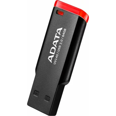 MEMORIE USB 3.2 ADATA 64 GB, clasica, carcasa plastic, negru / rosu, AUV140-64G-RKD