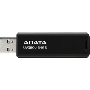 MEMORIE USB 3.2 ADATA 64 GB, retractabila, carcasa metalica, negru, AUV360-64G-RBK