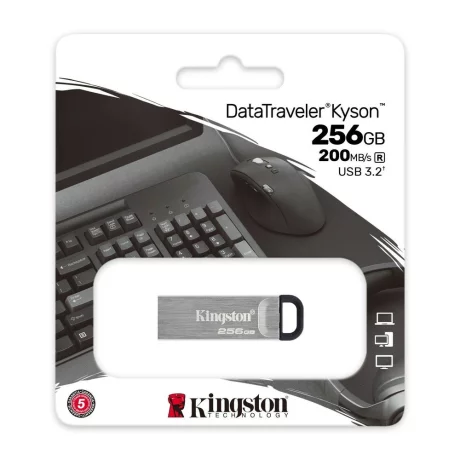 MEMORIE USB 3.2 KINGSTON 256 GB, clasica, carcasa metalic, argintiu, DTKN/256GB