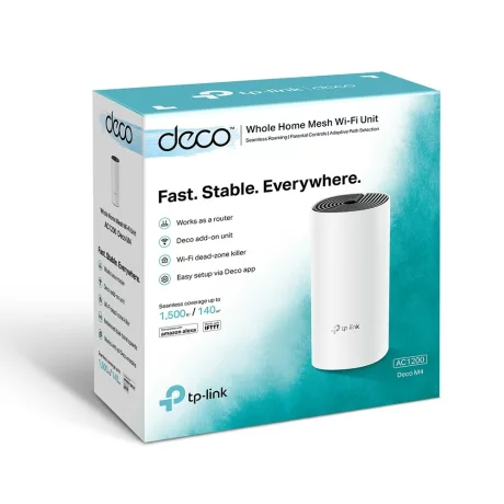 MESH TP-LINK, wireless, router AC1200, pt interior, 1200 Mbps, port LAN, WAN, 2.4 GHz | 5 GHz, antena interna x 2, standard 802.11ac, &quot;Deco M4(1-pack)&quot; (include timbru verde 1.5 lei)