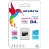 CARD MicroSD ADATA, 64 GB, MicroSDXC, clasa 10, standard UHS-I U1, &quot;AUSDX64GUICL10-RA1&quot;