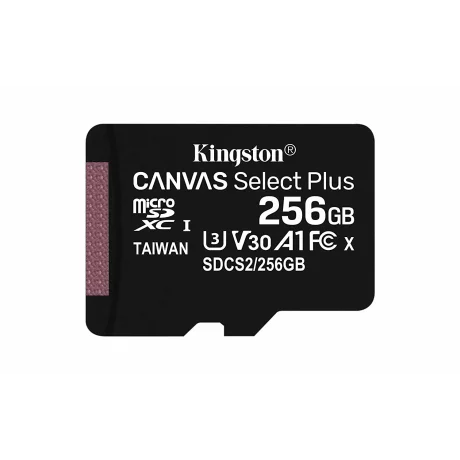 CARD MicroSD KINGSTON, 256 GB, microSDXC, clasa 10, standard UHS-I U3, &quot;SDCS2/256GBSP&quot;