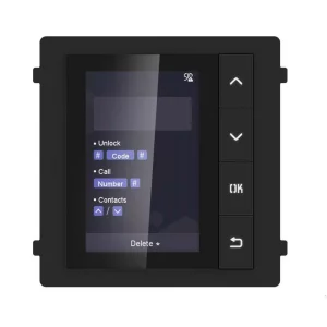 MODUL afisare HIKVISION, pentru videointerfon modular, ecran LCD 3.5&quot;, rezolutie 320x480P, 4 butoane de operare, memorie pentru 500 de contacte, apelare din lista de contacte, &quot;DS-KD-DIS&quot;