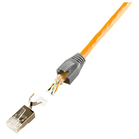 MUFA RJ-45 LOGILINK pt. cablu UTP, FTP, SFTP, Cat5e | Cat6 | Cat6a | Cat7 | Cat7a | Cat8.1, RJ-45 (T), ecranat, plastic cu metal, 50 buc, &quot;MP0033&quot;