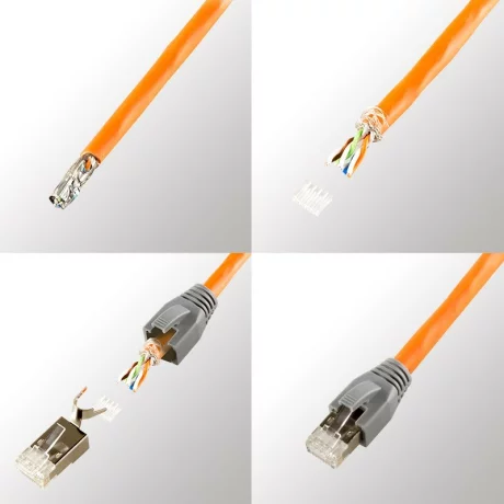 MUFA RJ-45 LOGILINK pt. cablu UTP, FTP, SFTP, Cat5e | Cat6 | Cat6a | Cat7 | Cat7a | Cat8.1, RJ-45 (T), ecranat, plastic cu metal, 50 buc, &quot;MP0033&quot;